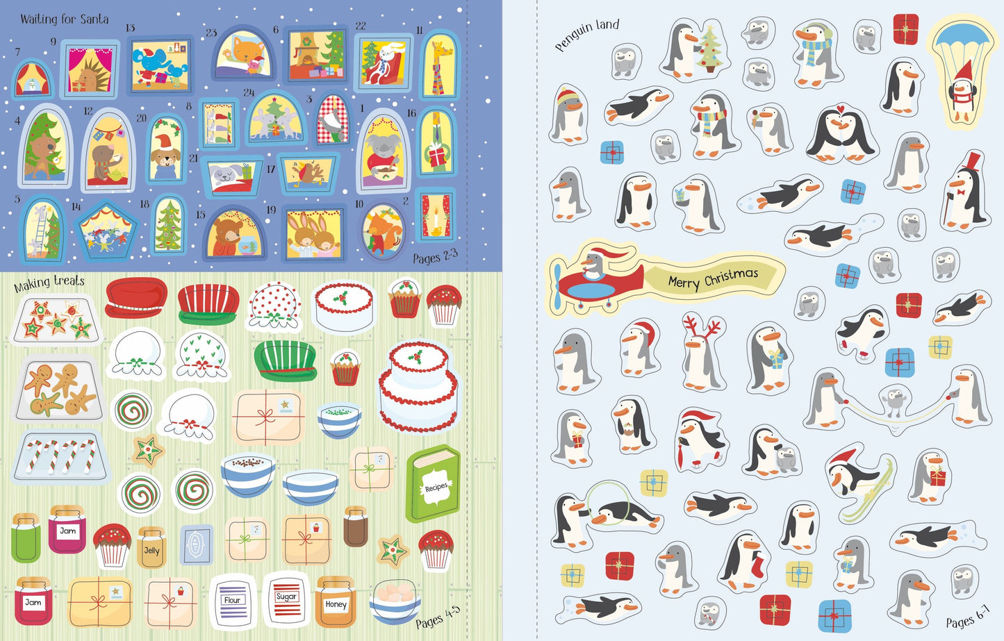 Carte Usborne pentru copii, cu stickere autocolante si tematica de Craciun