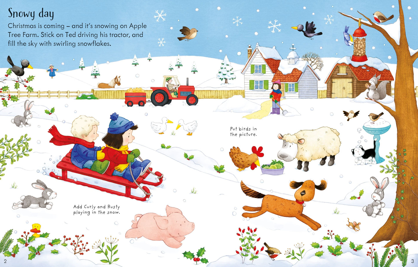 Carte Usborne pentru copii, cu stickere autocolante si tematica de Craciun