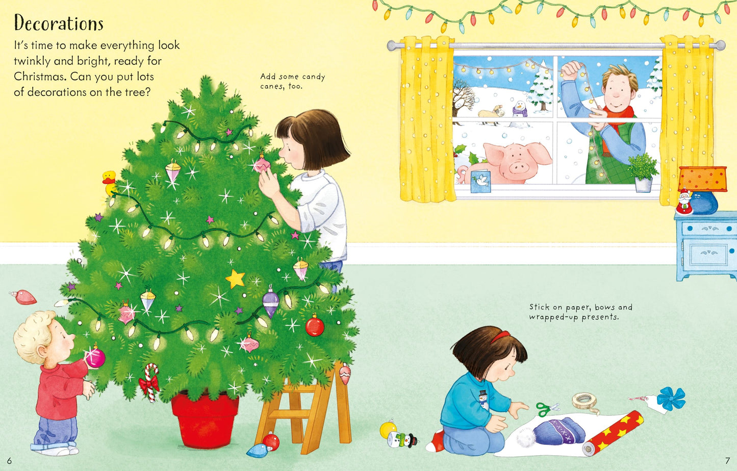 Carte Usborne pentru copii, cu stickere autocolante si tematica de Craciun