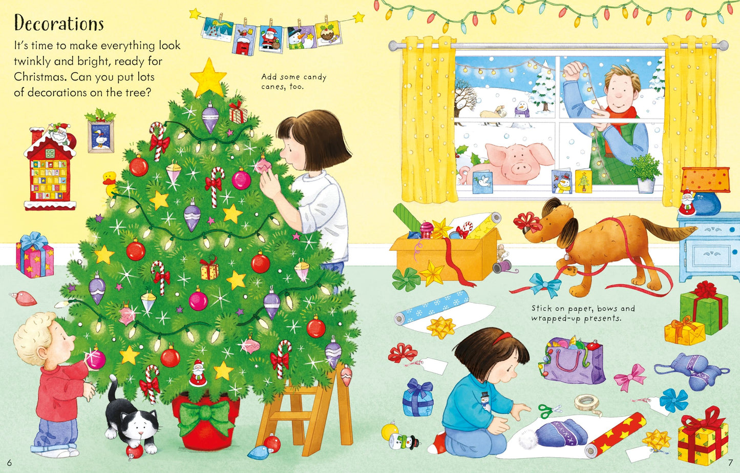 Carte Usborne pentru copii, cu stickere autocolante si tematica de Craciun