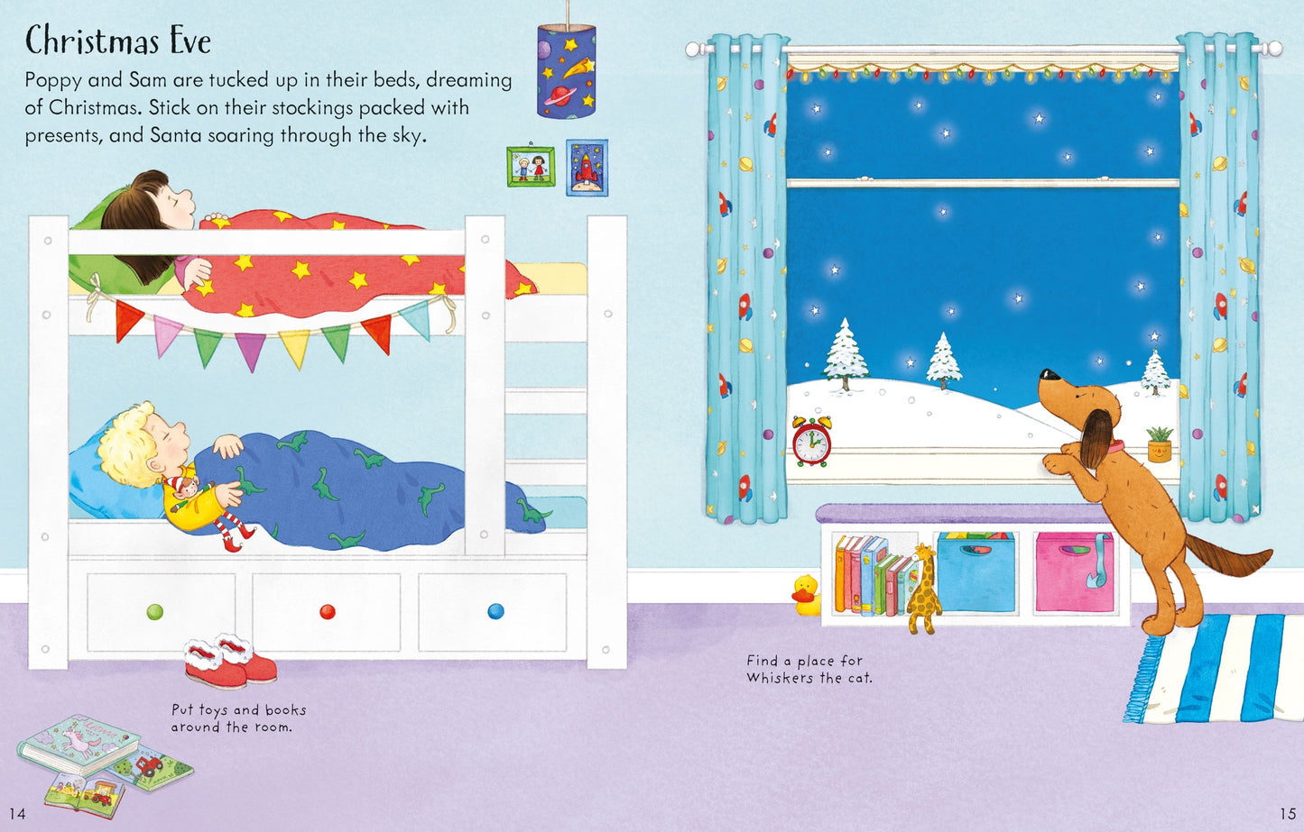 Carte Usborne pentru copii, cu stickere autocolante si tematica de Craciun