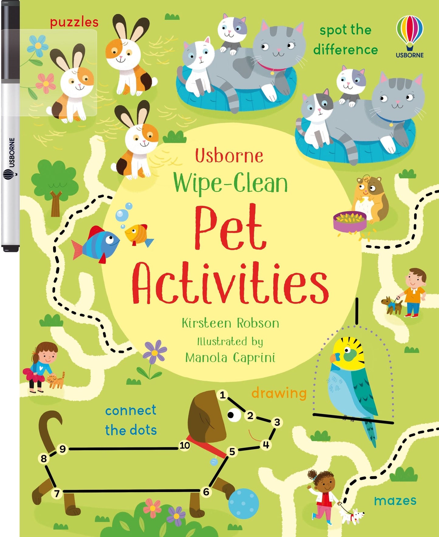 Carte de activitati pentru copii reutilizabila, cu marker lavabil Usborne wipe clean