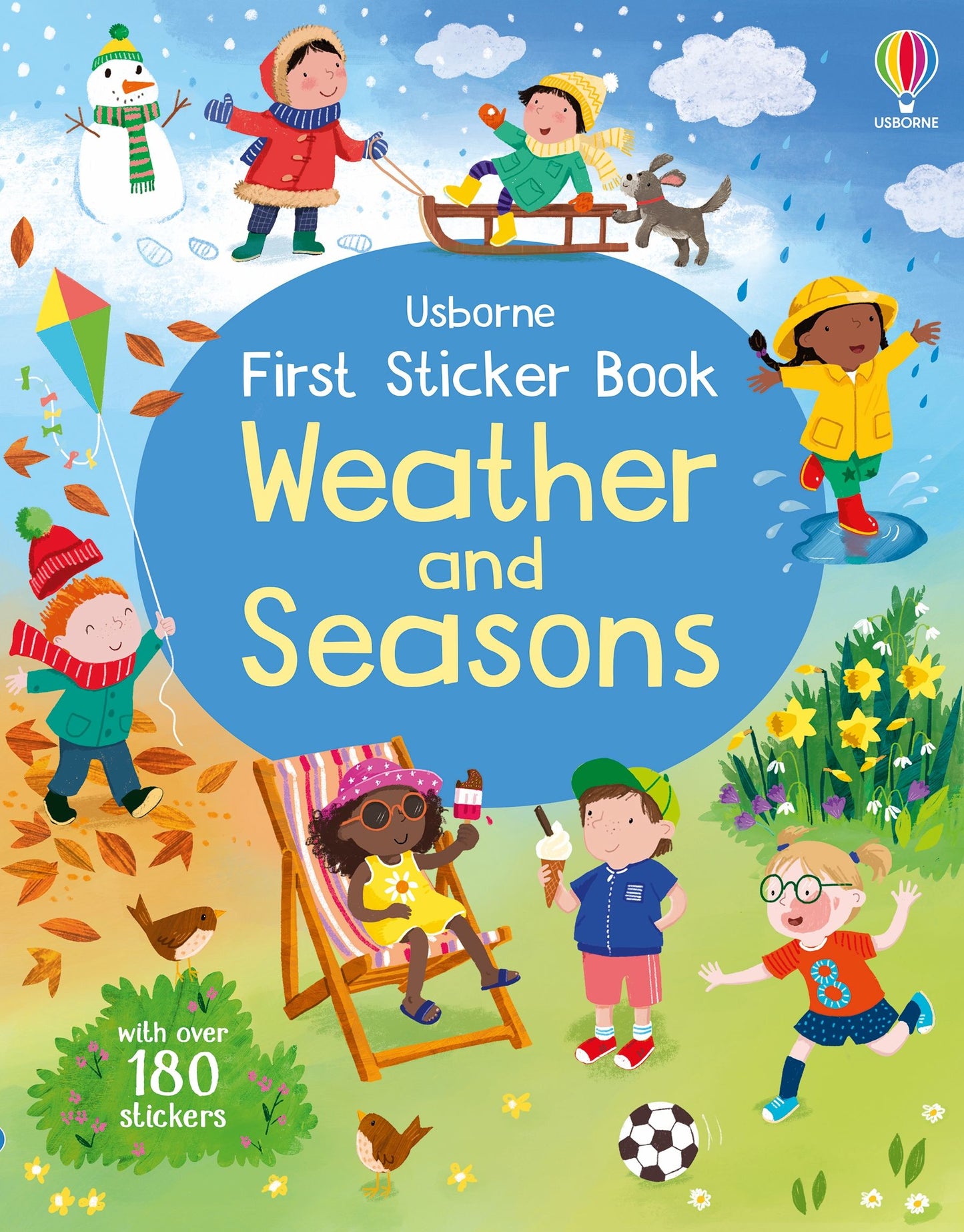 Carte pentru copii cu stickere autocolante Usborne First Sticker Book Weather and Seasons