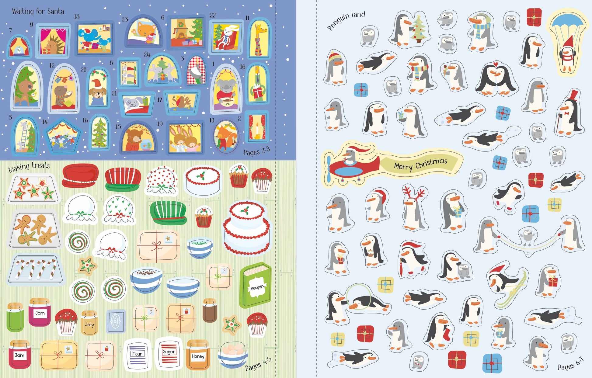 Carte Usborne pentru copii, cu stickere autocolante si tematica de Craciun