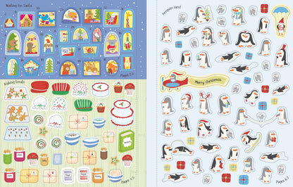 Carte Usborne pentru copii, cu stickere autocolante si tematica de Craciun