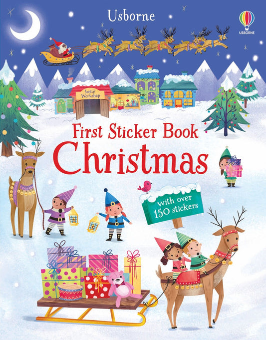 Carte Usborne pentru copii, cu stickere autocolante si tematica de Craciun