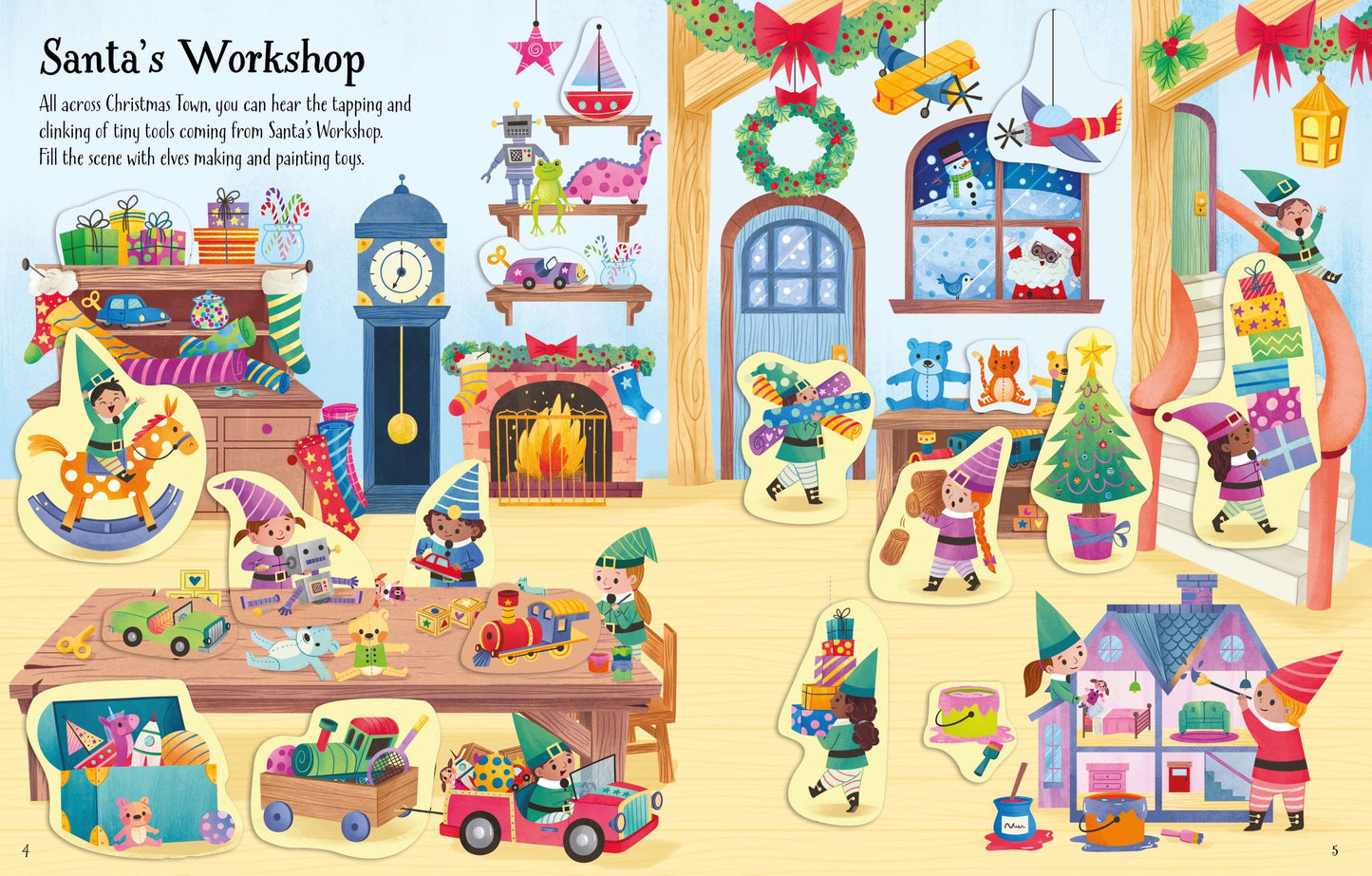 Carte Usborne pentru copii, cu stickere autocolante si tematica de Craciun