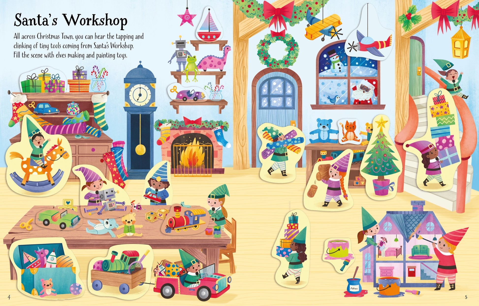 Carte Usborne pentru copii, cu stickere autocolante si tematica de Craciun