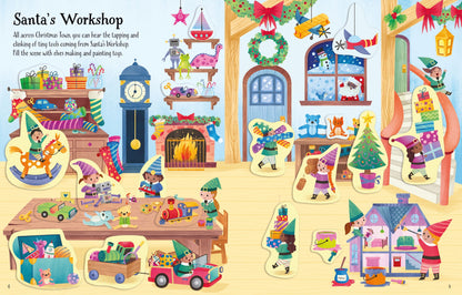 Carte Usborne pentru copii, cu stickere autocolante si tematica de Craciun