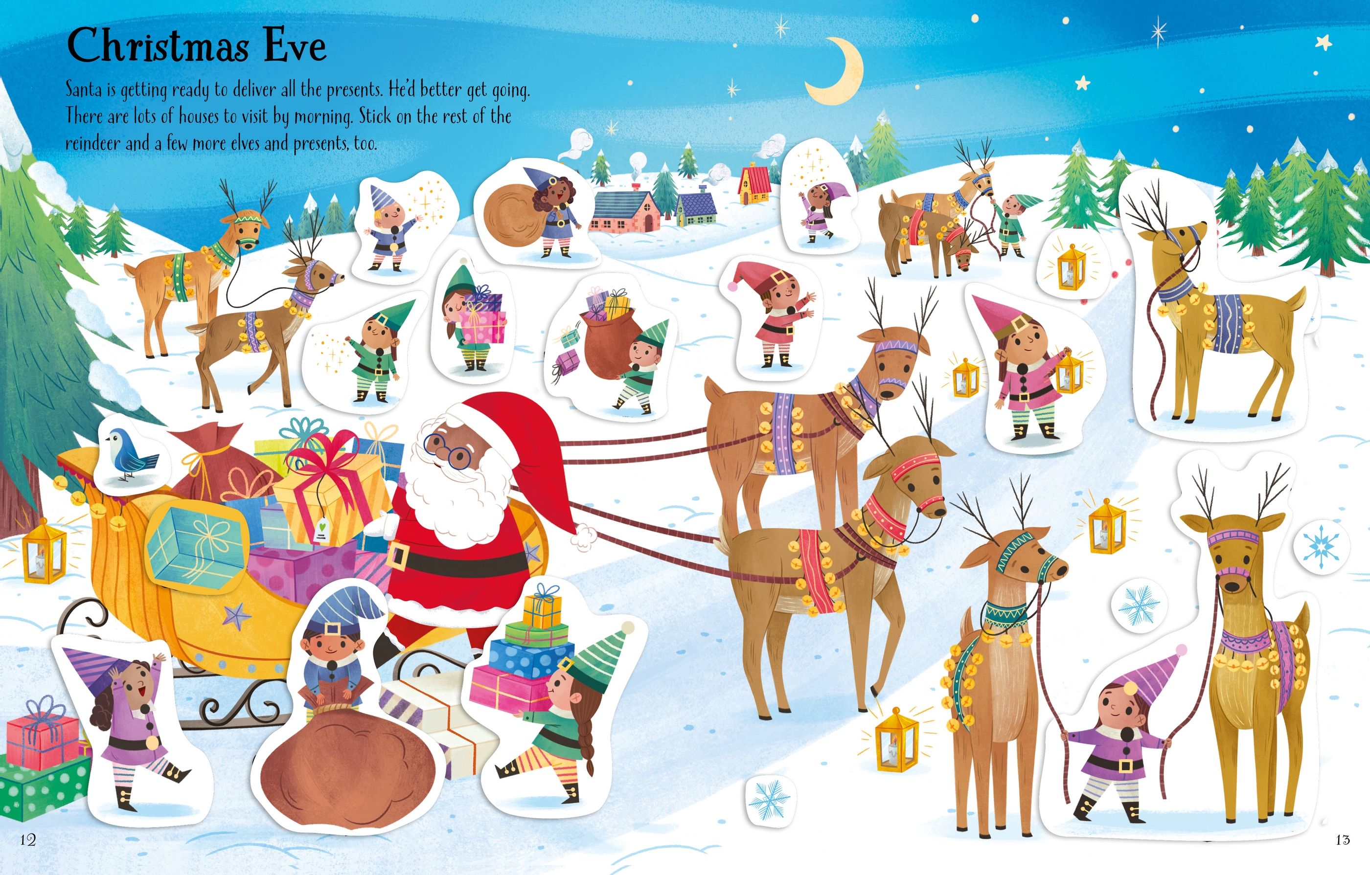Carte Usborne pentru copii, cu stickere autocolante si tematica de Craciun