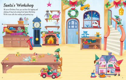 Carte Usborne pentru copii, cu stickere autocolante si tematica de Craciun