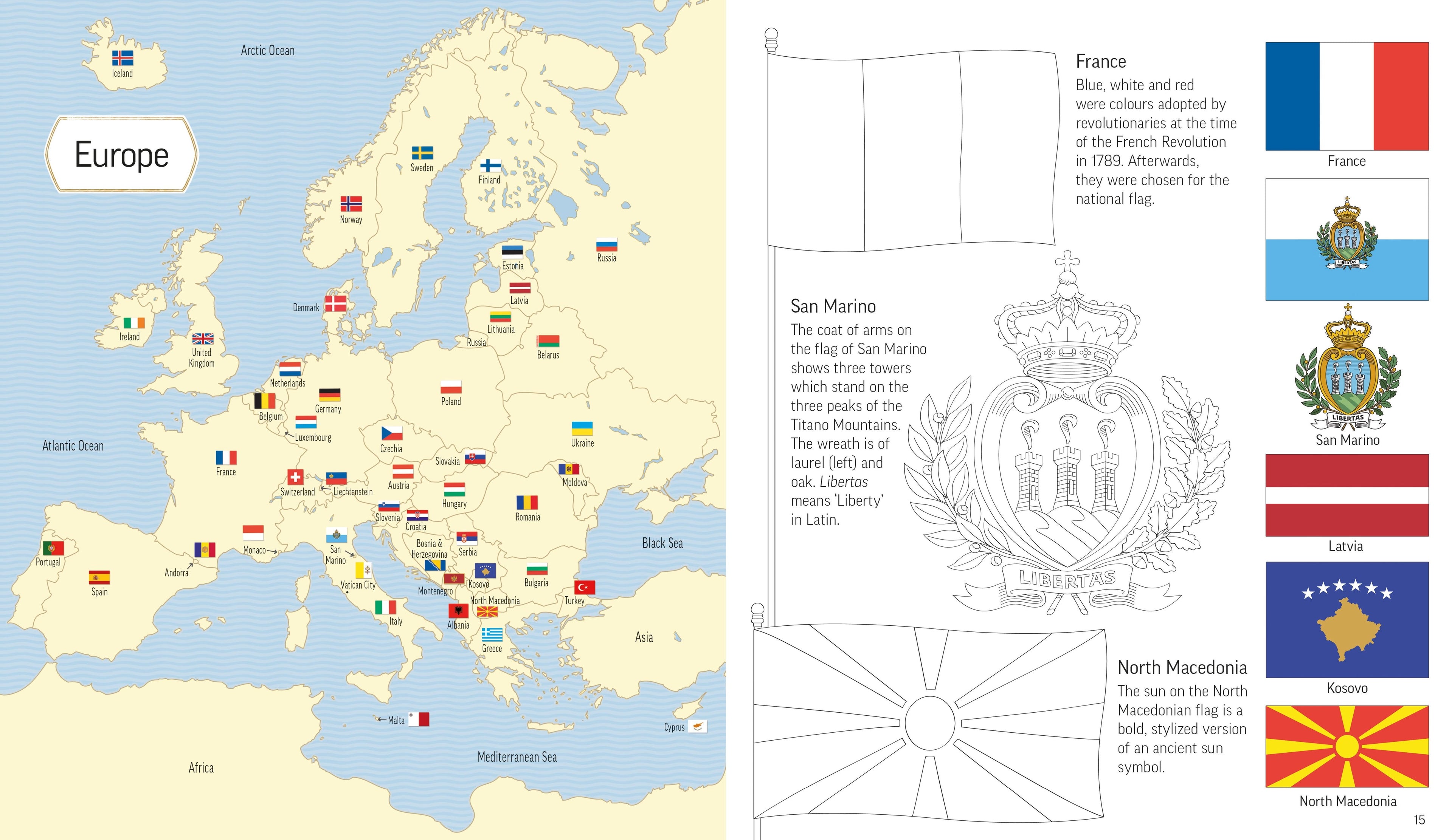 Carte educativa de colorat pentru copii Usborne Flags of the World