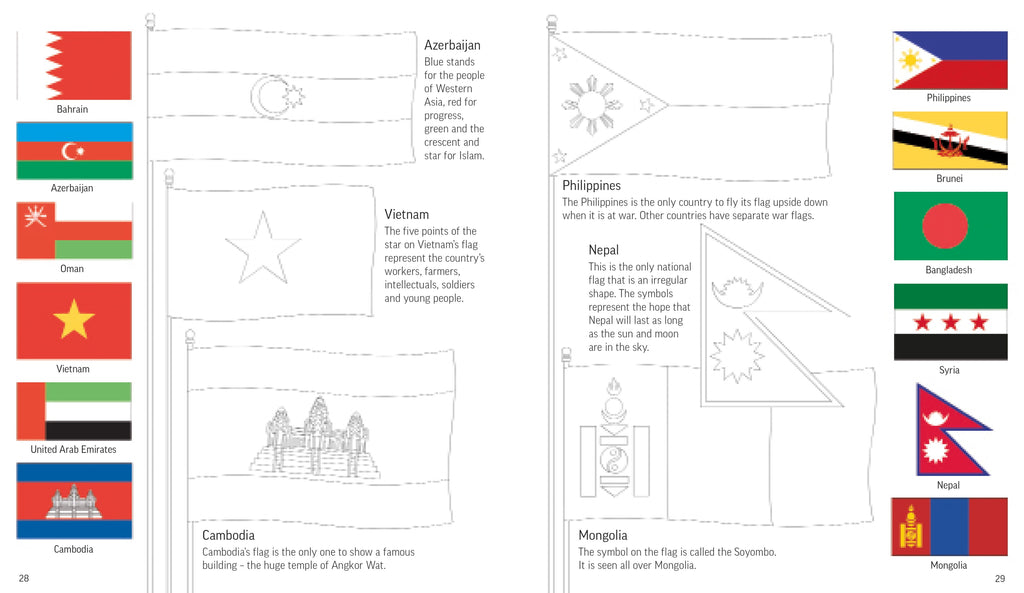 Carte educativa de colorat pentru copii Usborne Flags of the World