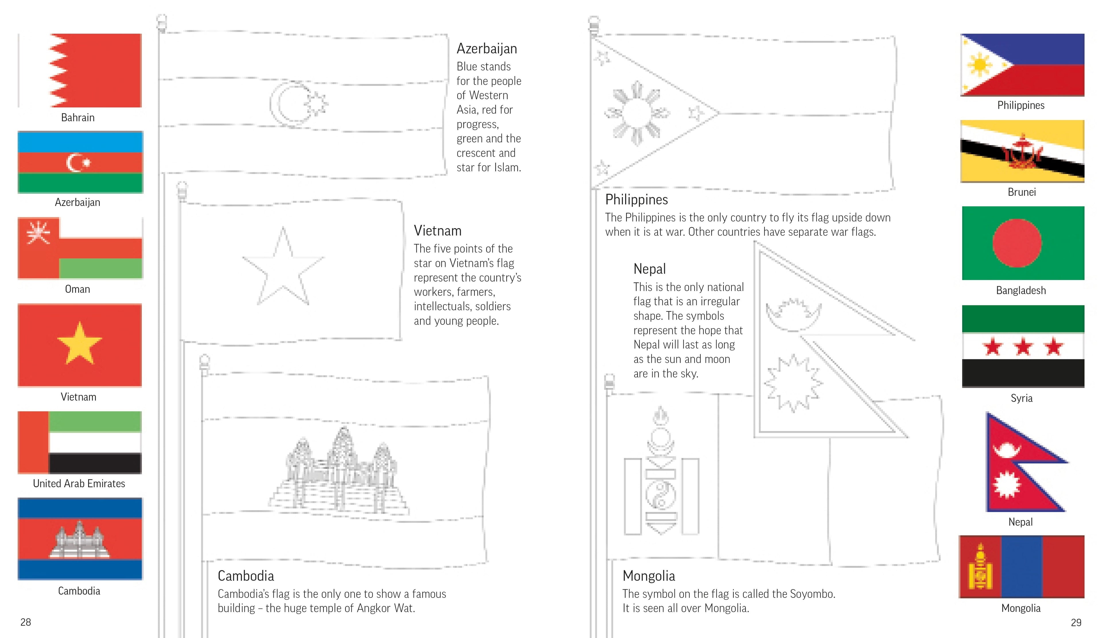 Carte educativa de colorat pentru copii Usborne Flags of the World