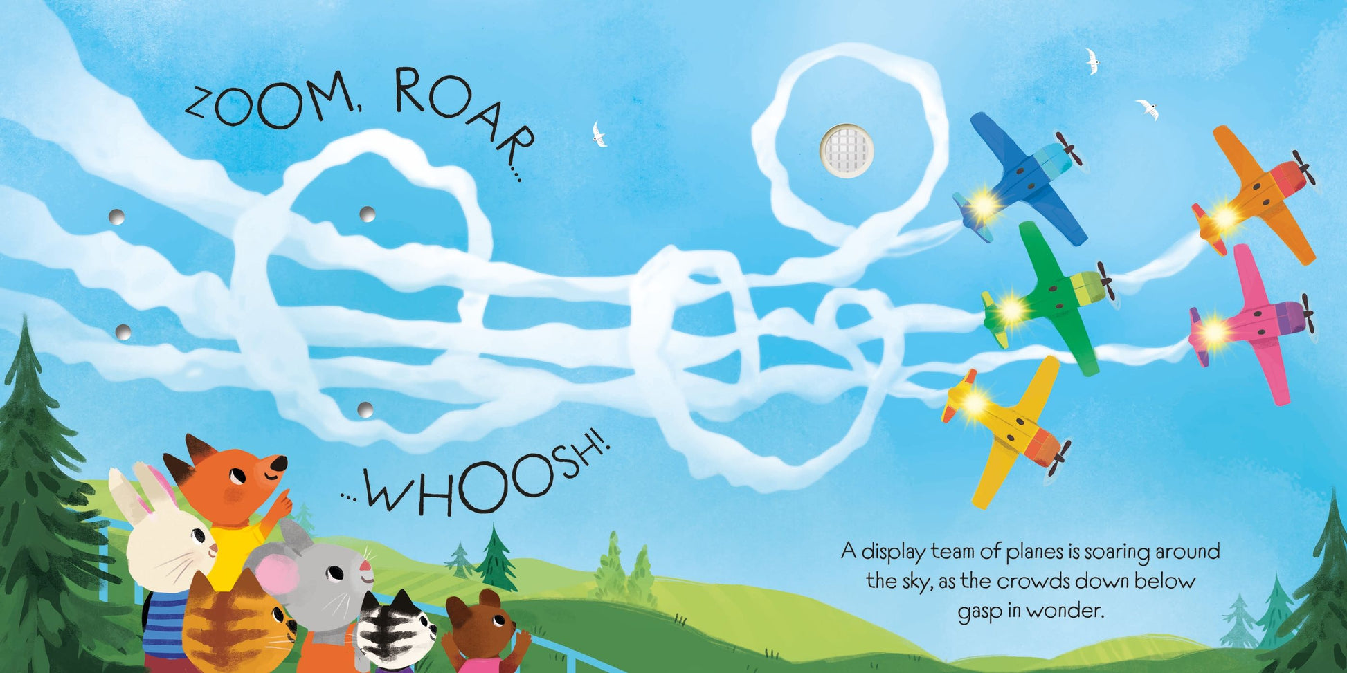 Carte pentru copii cu sunete si lumini, cartonata integral, Usborne Planes and Helicopters