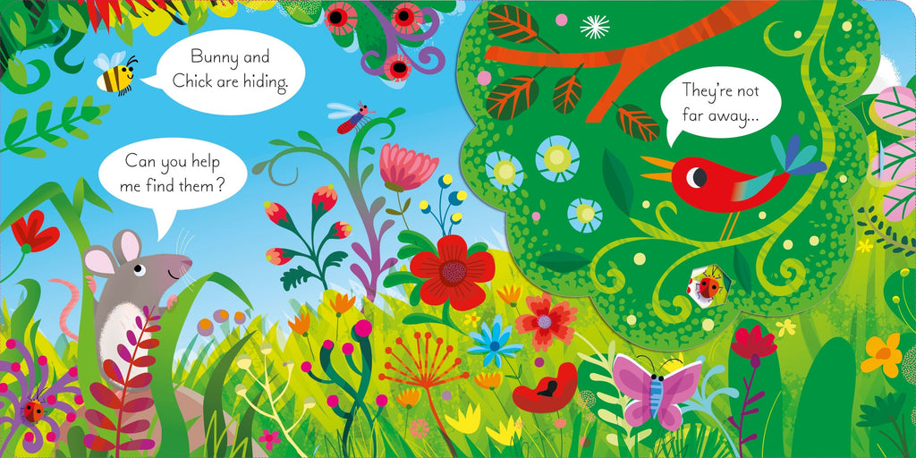 Carte pentru copii cartonata integral, ilustrata, Usborne Play Hide and Seek
