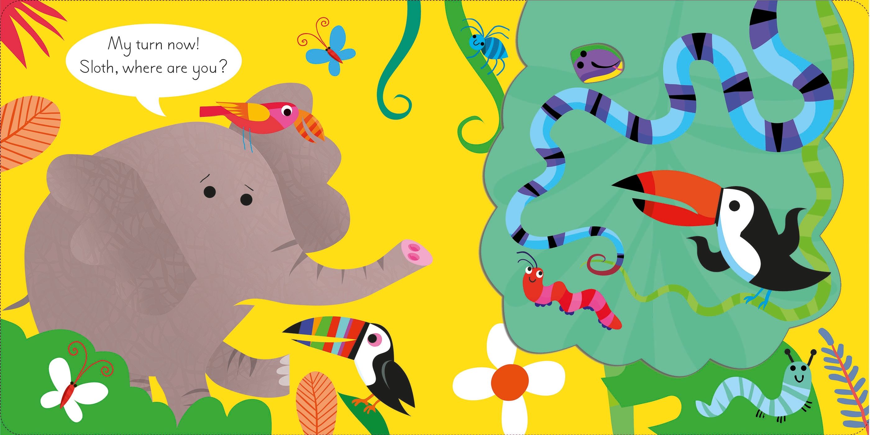 Carte pentru copii cartonata integral, cu ilustratii colorate si clapete Usborne Play Hide and Seek