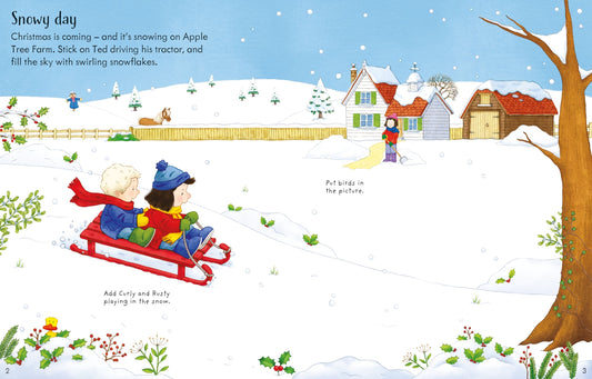 Carte Usborne pentru copii, cu stickere autocolante si tematica de Craciun
