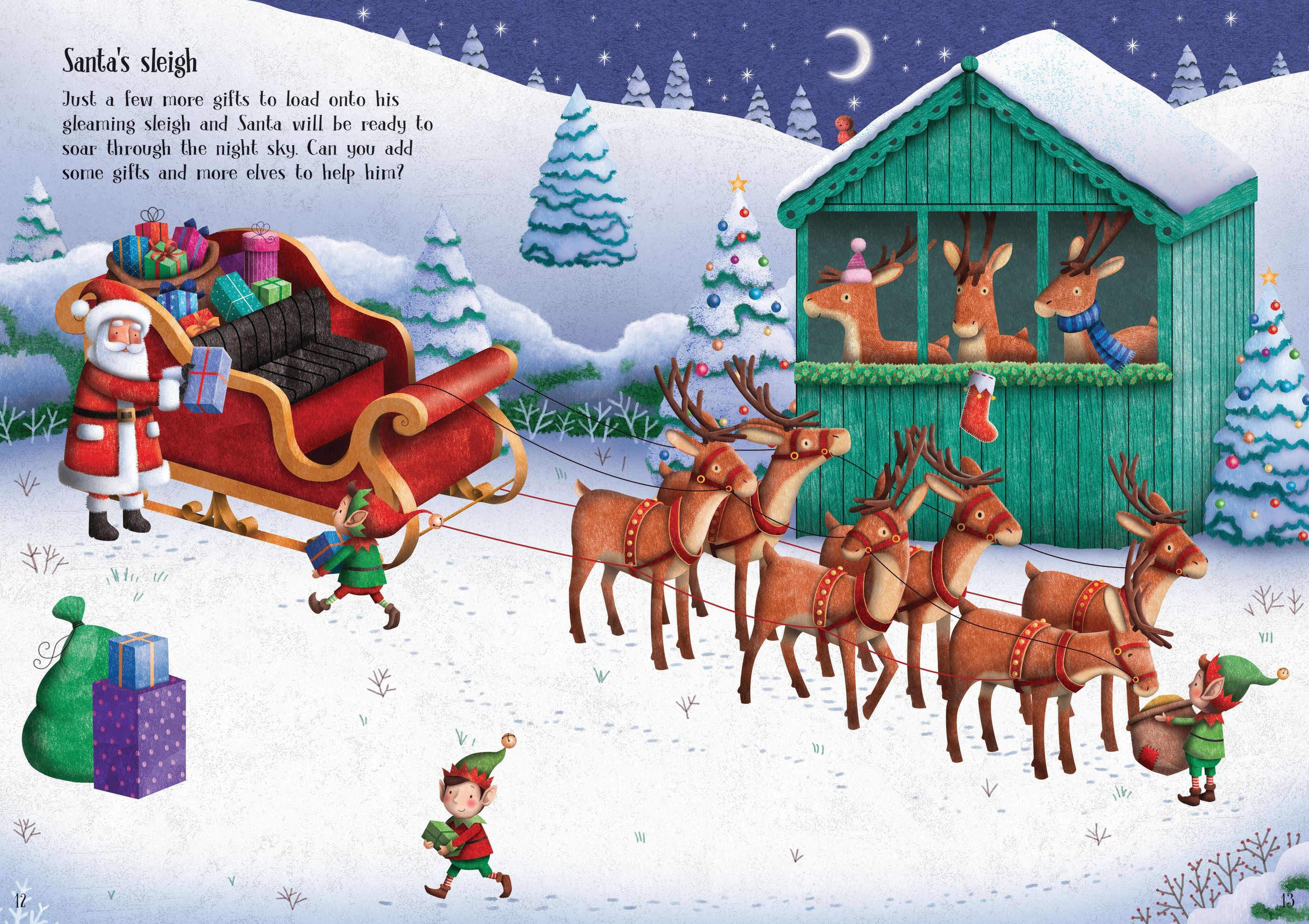 Carte Usborne pentru copii, cu stickere autocolante si tematica de Craciun