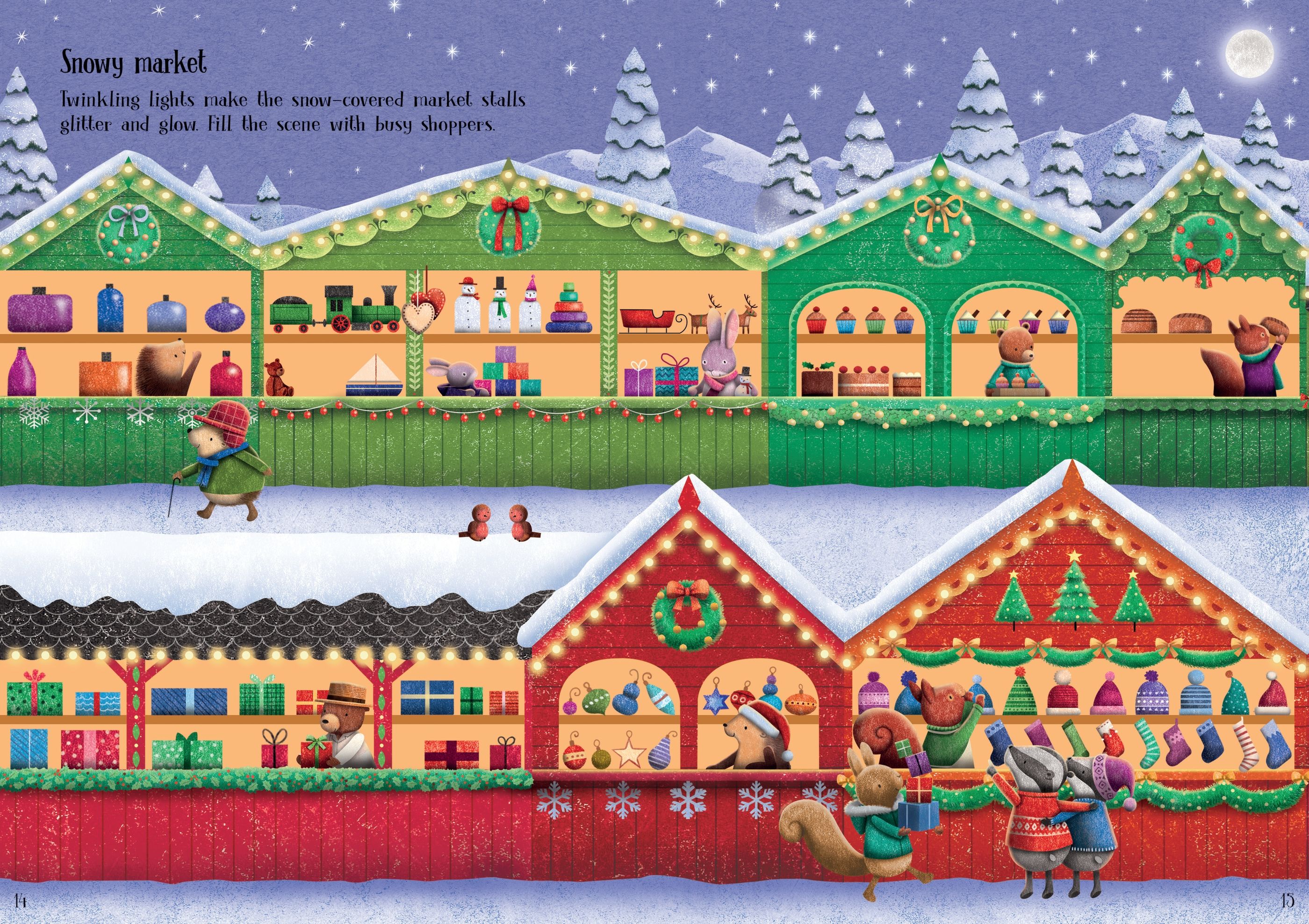 Carte Usborne pentru copii, cu stickere autocolante si tematica de Craciun