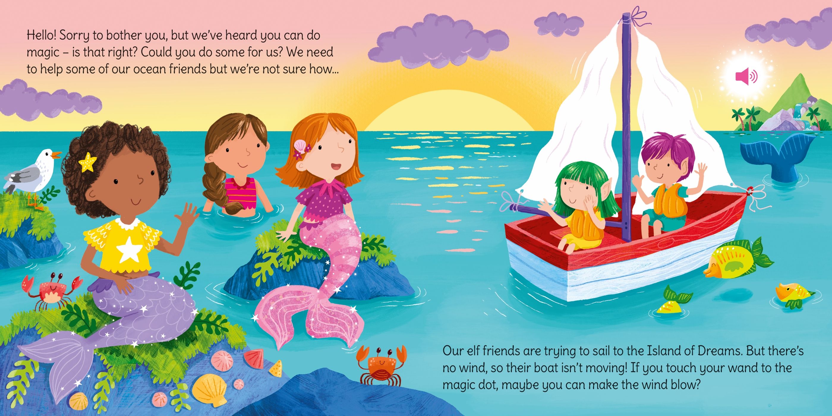 Carte pentru copii cu sunete si bagheta magica, Usborne