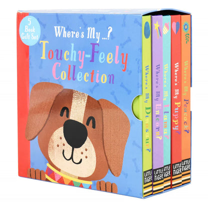 set de carti pentru copii senzoriale cu insertii tactile din seria where's my