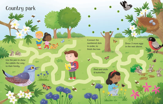 Carte de activitati pentru copii reutilizabila, cu marker lavabil Usborne wipe clean