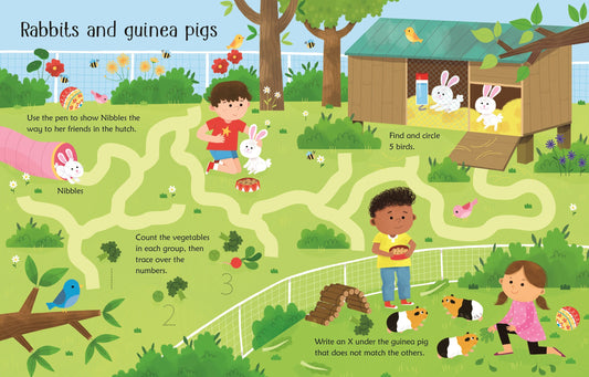 Carte de activitati pentru copii reutilizabila, cu marker lavabil Usborne wipe clean