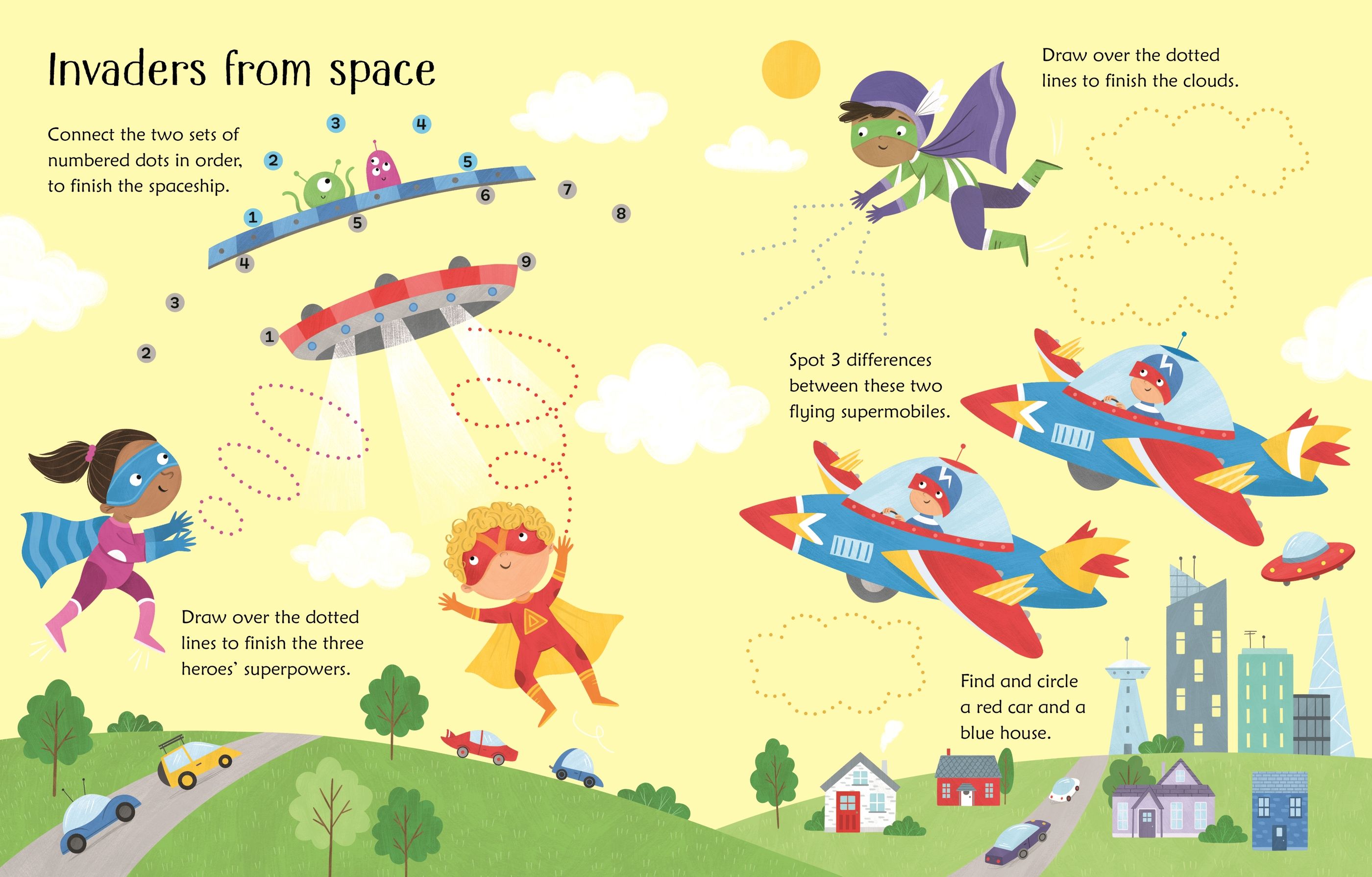 Carte de activitati pentru copii, refolosibila, cu marker lavabil, Usborne Wipe Clean