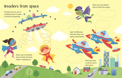Carte de activitati pentru copii, refolosibila, cu marker lavabil, Usborne Wipe Clean