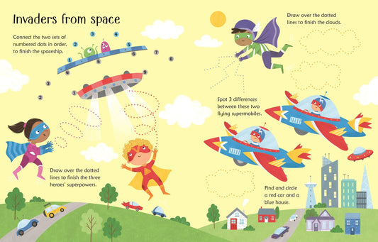 Carte de activitati pentru copii, refolosibila, cu marker lavabil, Usborne Wipe Clean