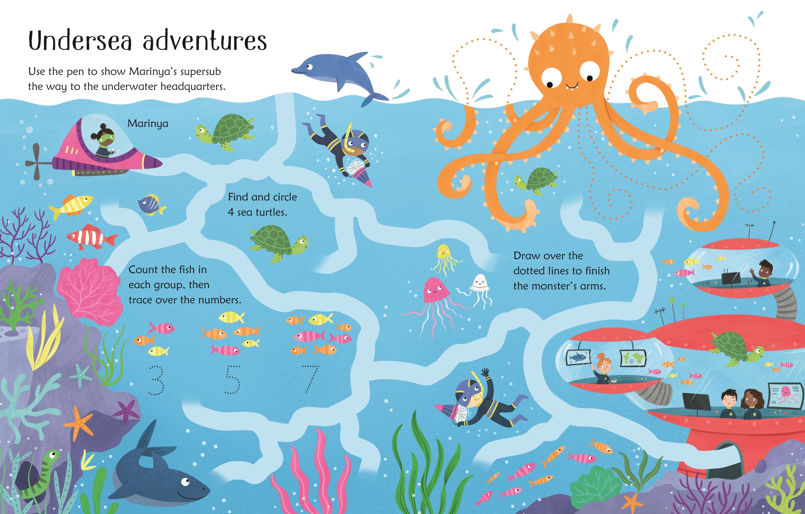 Carte de activitati pentru copii, refolosibila, cu marker lavabil, Usborne Wipe Clean