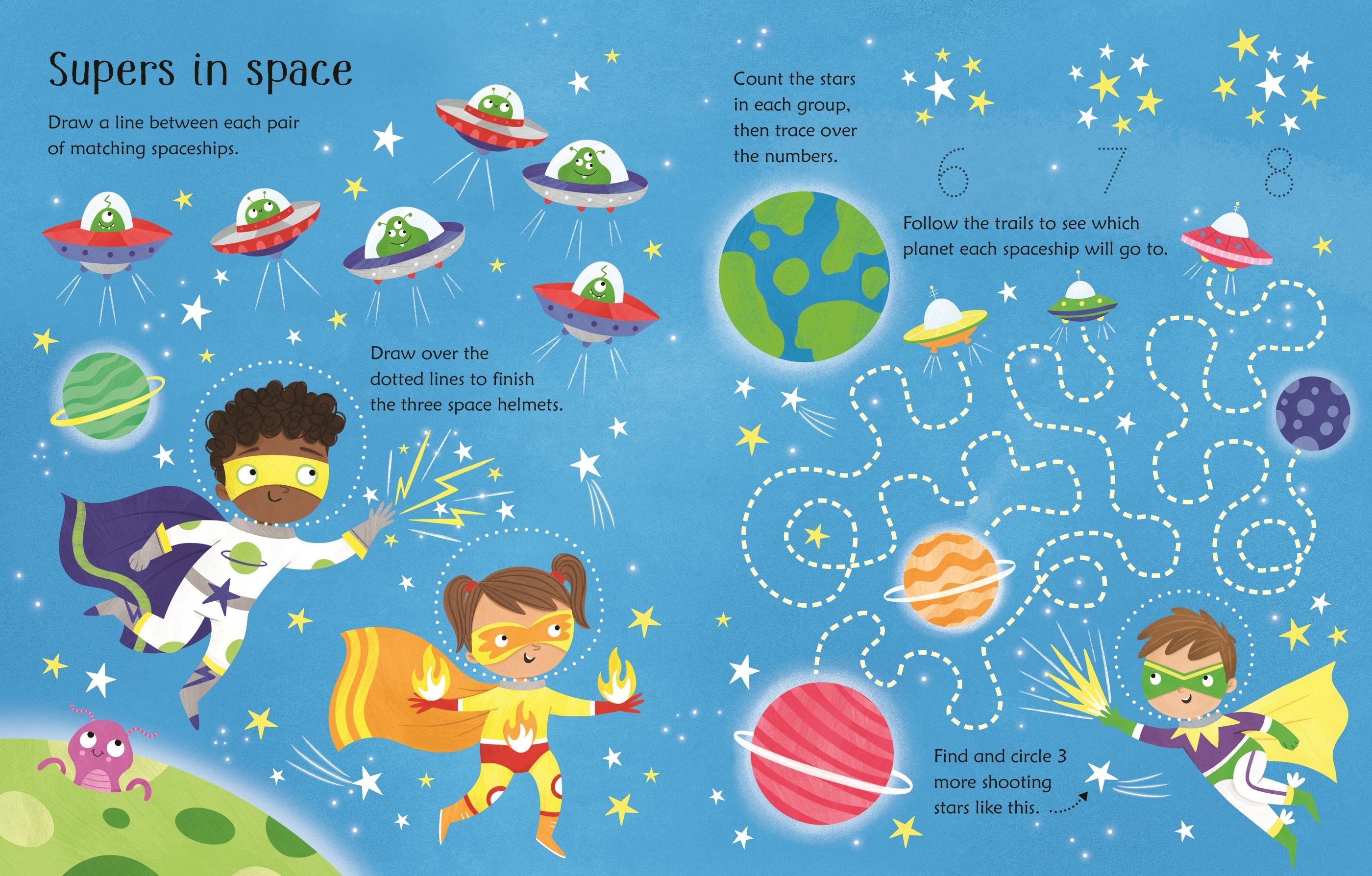 Carte de activitati pentru copii, refolosibila, cu marker lavabil, Usborne Wipe Clean