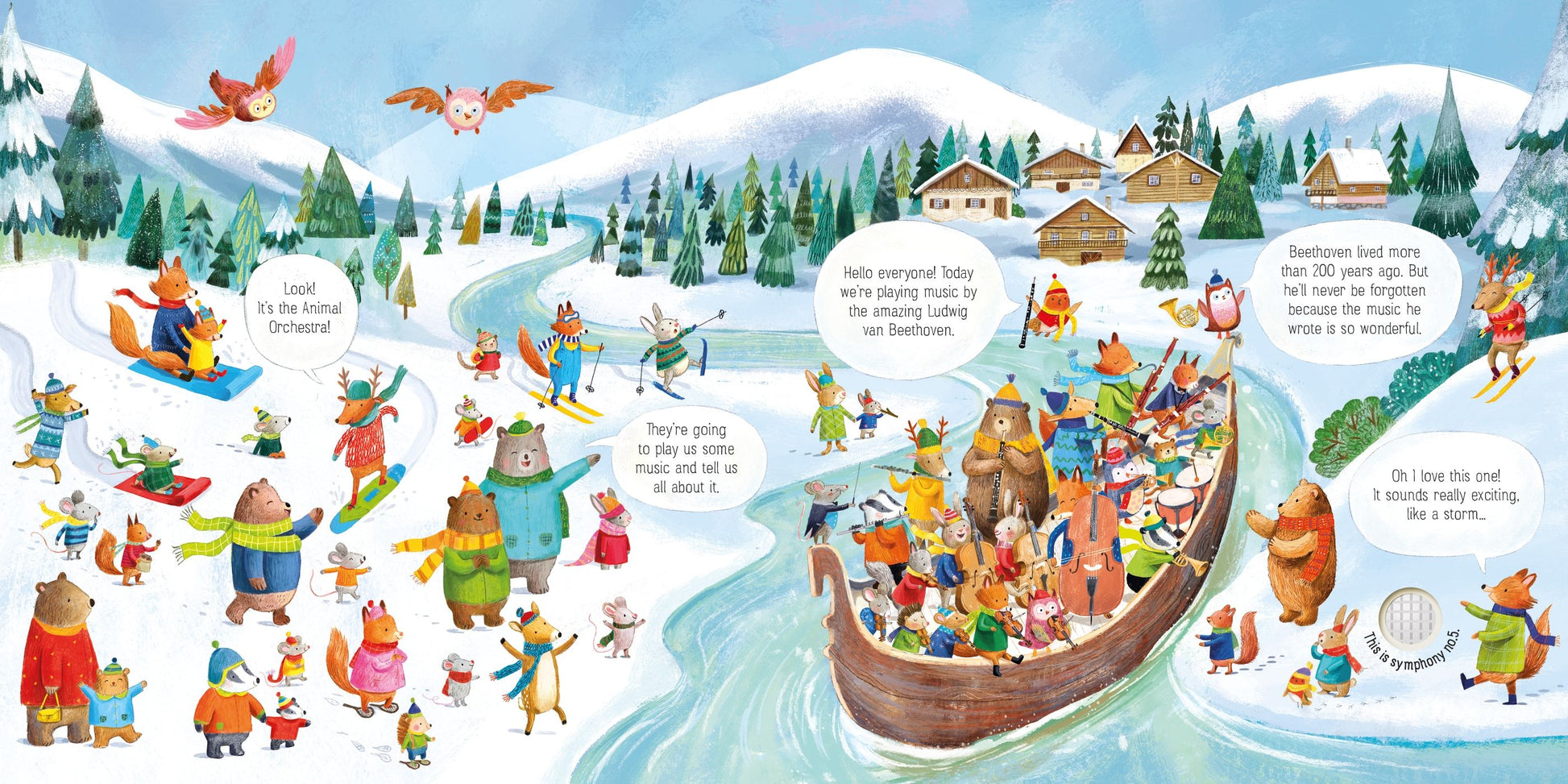 Carte muzicala pentru copii Usborne Animal Orchestra Plays Bethoven