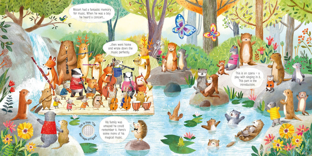 Carte muzicala pentru copii Usborne Animal Orchestra Plays Mozart