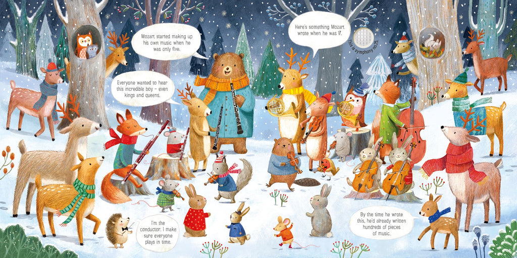 Carte muzicala pentru copii Usborne Animal Orchestra Plays Mozart