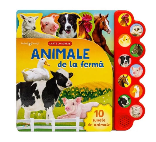 Carte pentru copii cu sunete de animale in limba romana Animale de la Ferma