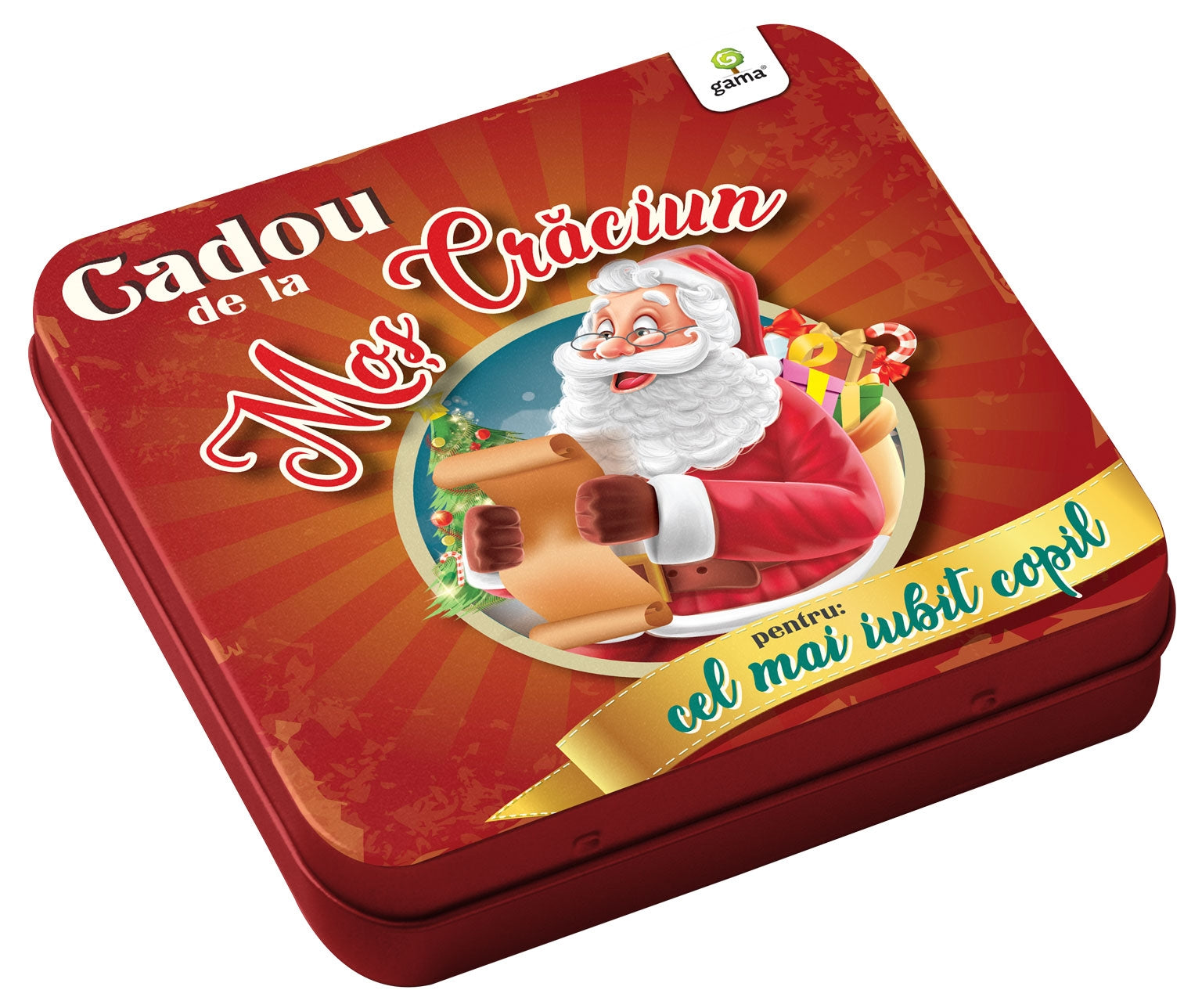 Cutie cadou de la Mos Craciun pentru copii, cu carte de povesti si activitati