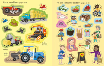 Carte pentru copii cu stickere autocolante Usborne First Sticker Book Farm