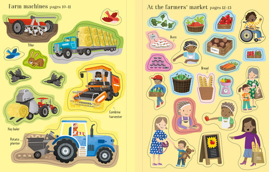 Carte pentru copii cu stickere autocolante Usborne First Sticker Book Farm