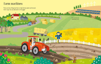Carte pentru copii cu stickere autocolante Usborne First Sticker Book Farm