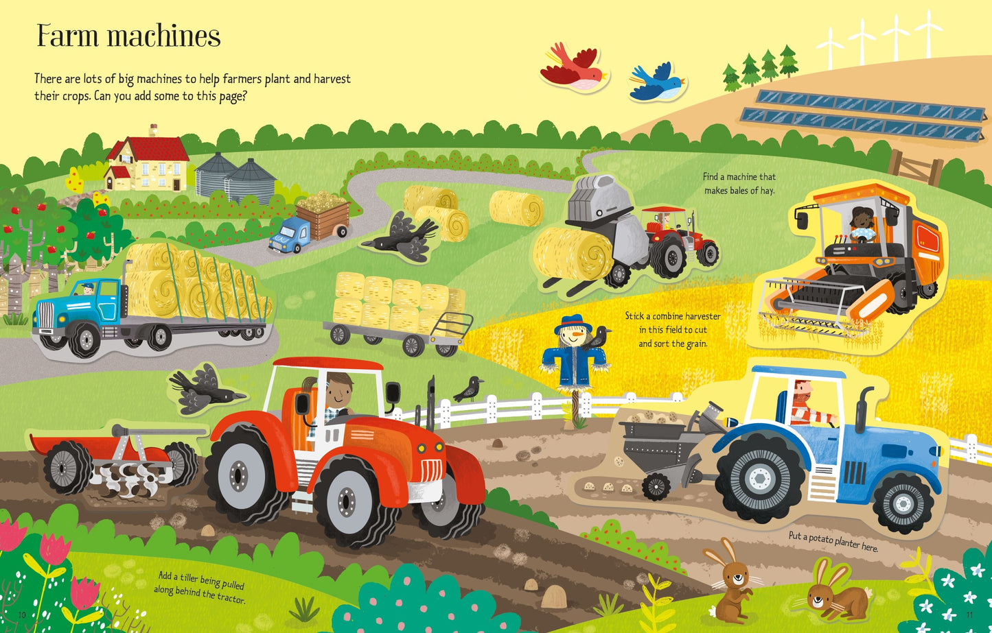 Carte pentru copii cu stickere autocolante Usborne First Sticker Book Farm