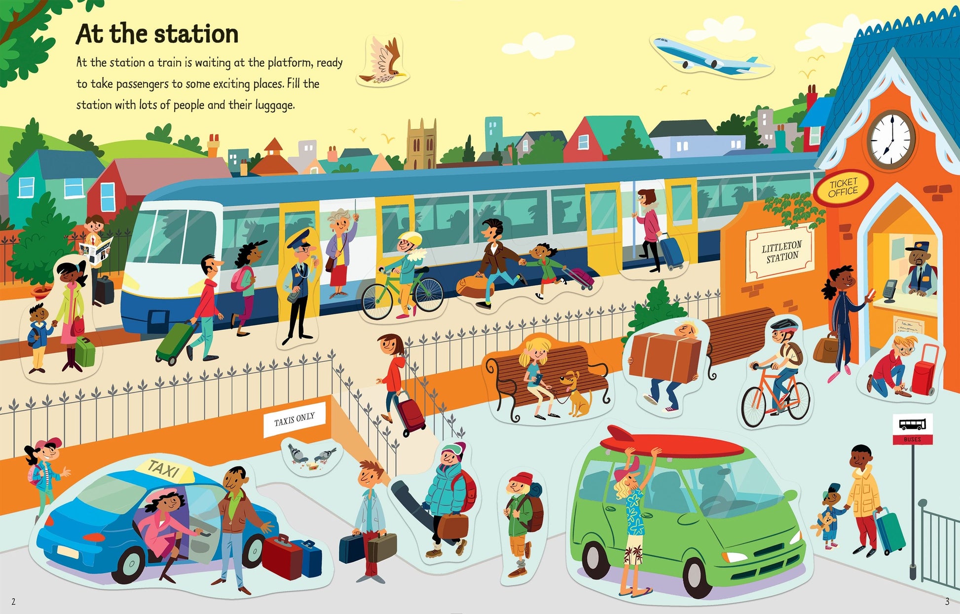 Carte pentru copii cu stickere autocolante Usborne First Sticker Book Travel