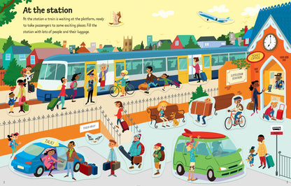 Carte pentru copii cu stickere autocolante Usborne First Sticker Book Travel