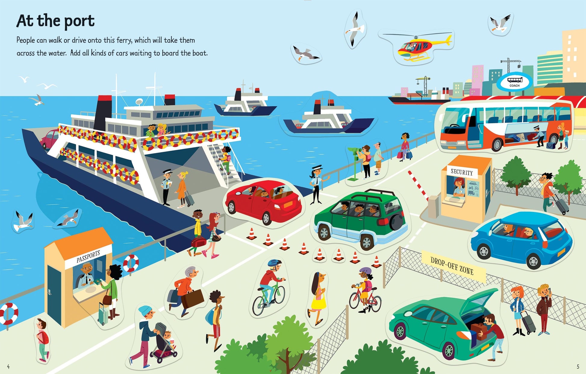 Carte pentru copii cu stickere autocolante Usborne First Sticker Book Travel