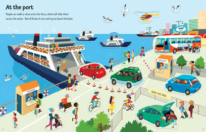 Carte pentru copii cu stickere autocolante Usborne First Sticker Book Travel
