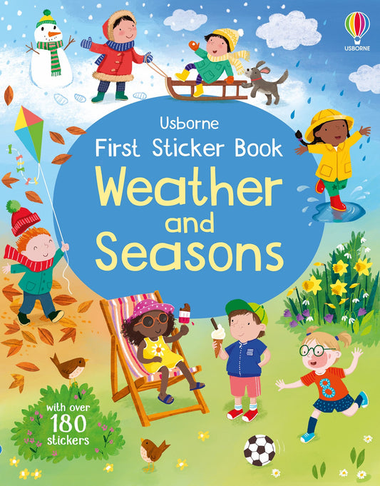 Carte pentru copii cu stickere autocolante Usborne First Sticker Book Weather and Seasons