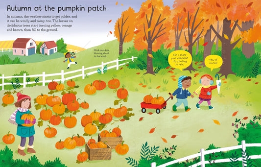 Carte pentru copii cu stickere autocolante Usborne First Sticker Book Weather and Seasons