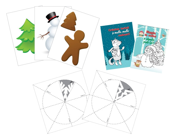 Cutie cadou de la Mos Craciun pentru copii, cu carte de povesti si activitati