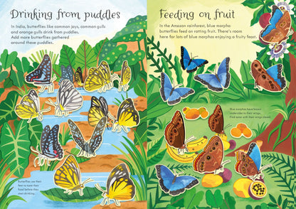 Carte pentru copii cu stickere autocolante Usborne Little First Stickers Butterflies